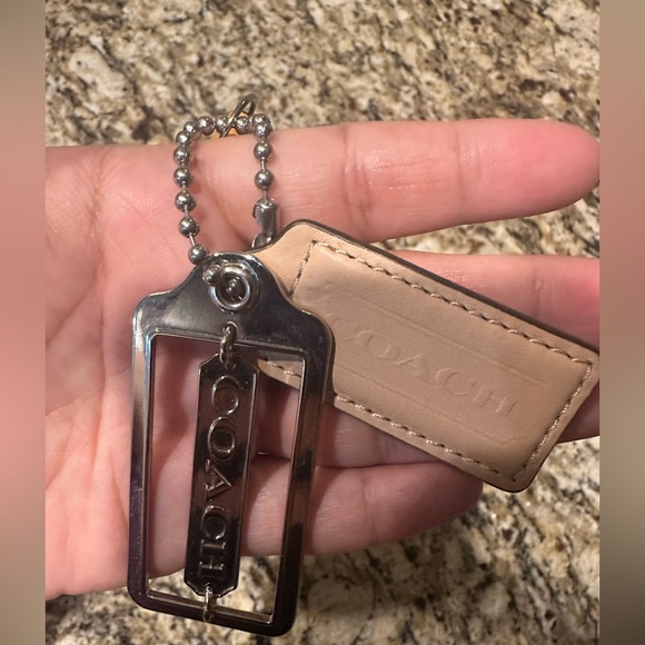 Coach Silver and Tan Leather Keychain - Picture 2 of 6